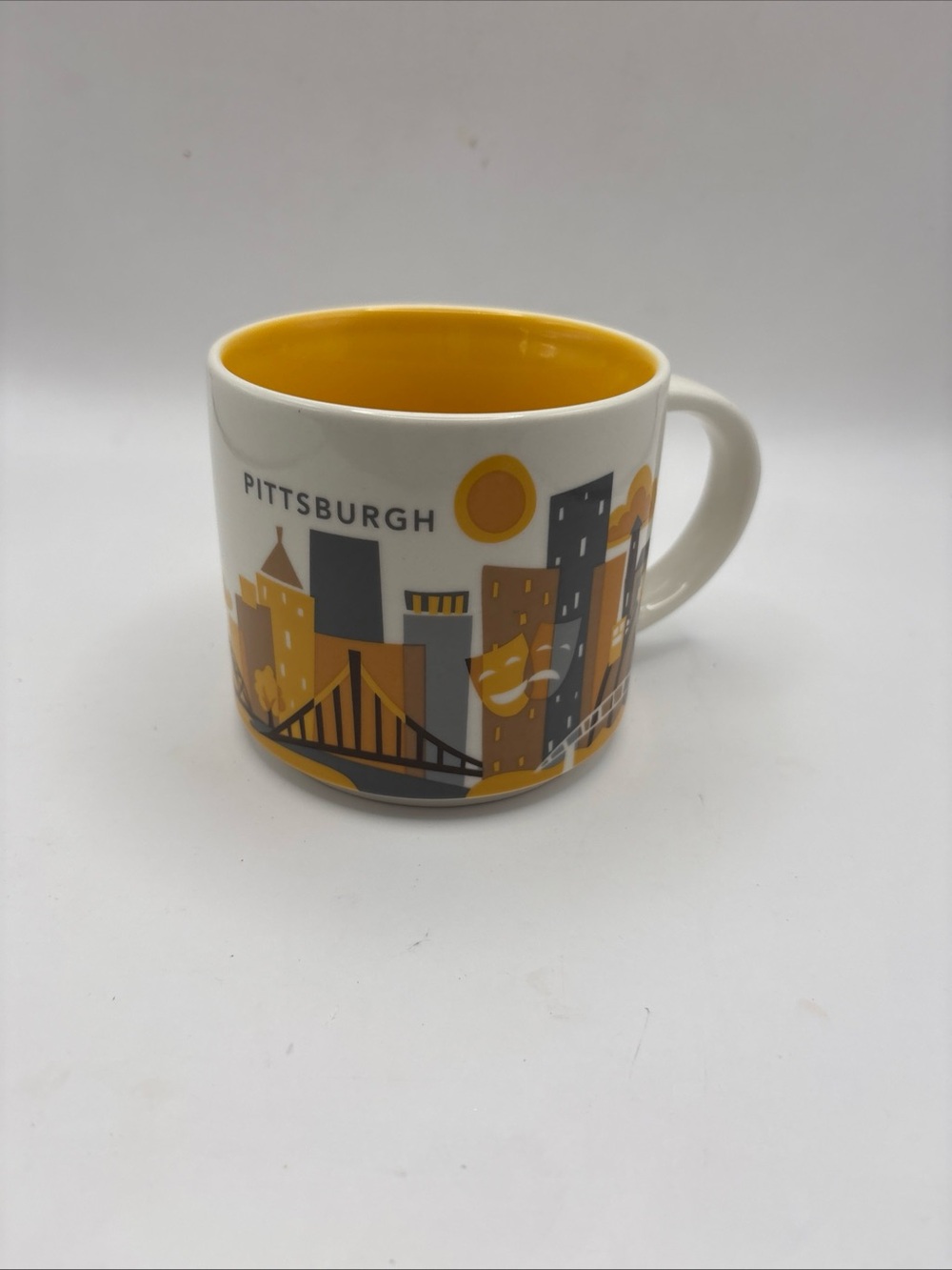 Pittsburgh Skyline Ceramic Coffee Mug - Yellow Interior Starbucks
